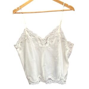 Vintage Barbizon Camisole Top Coquette Balletcore Cream Lace Embroidered Large